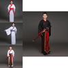 Stunning Red Polyester And Spandex Chinese Traditional Costume For Men