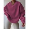 Elegant Fleece Top Women Pullover Regular Crew Neck Loose Fit Sweatshirt Casual Velvet Hoodie