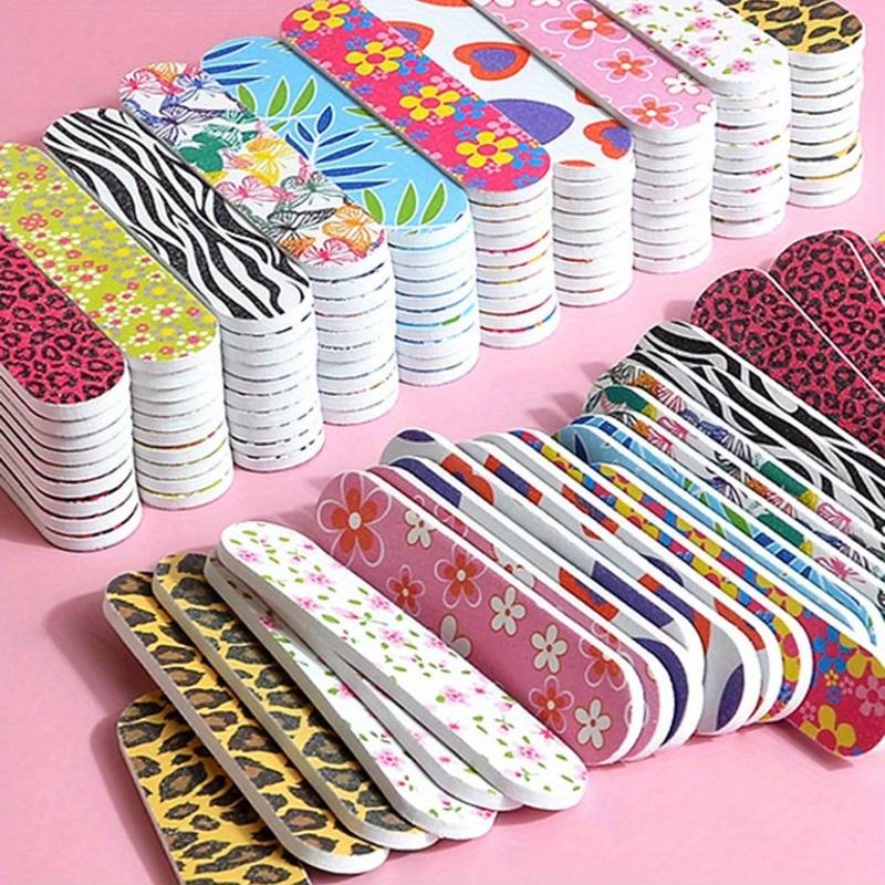 Nail Files, Colorful Leopard 7-Sided Nail Buffer Block, Cuticle Pushers, Sanding Shaping Nail Polishing Sticks, Suitable for Beginners and Nail Salons