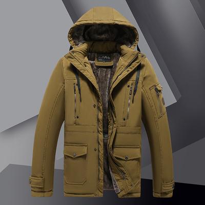 Winter Heren Velvet Warme Jas met Meerdere Zakken Koubestendig met Capuchon Heren Casual Jas Slim Katoenen Jas voor Heren