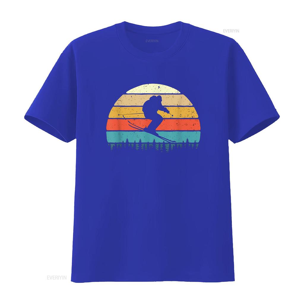 Retro Skier Skiing Winter Sports Ski Lover T Shirt vintage Washed designer clothes Stretched streetwear graphic Unisex