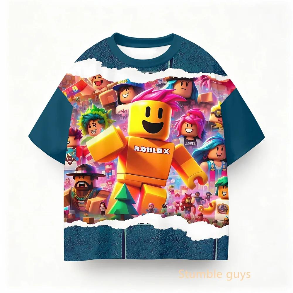 Boys Clothes Girls Kids Roblox Summer Daily T-shirt Anime Game