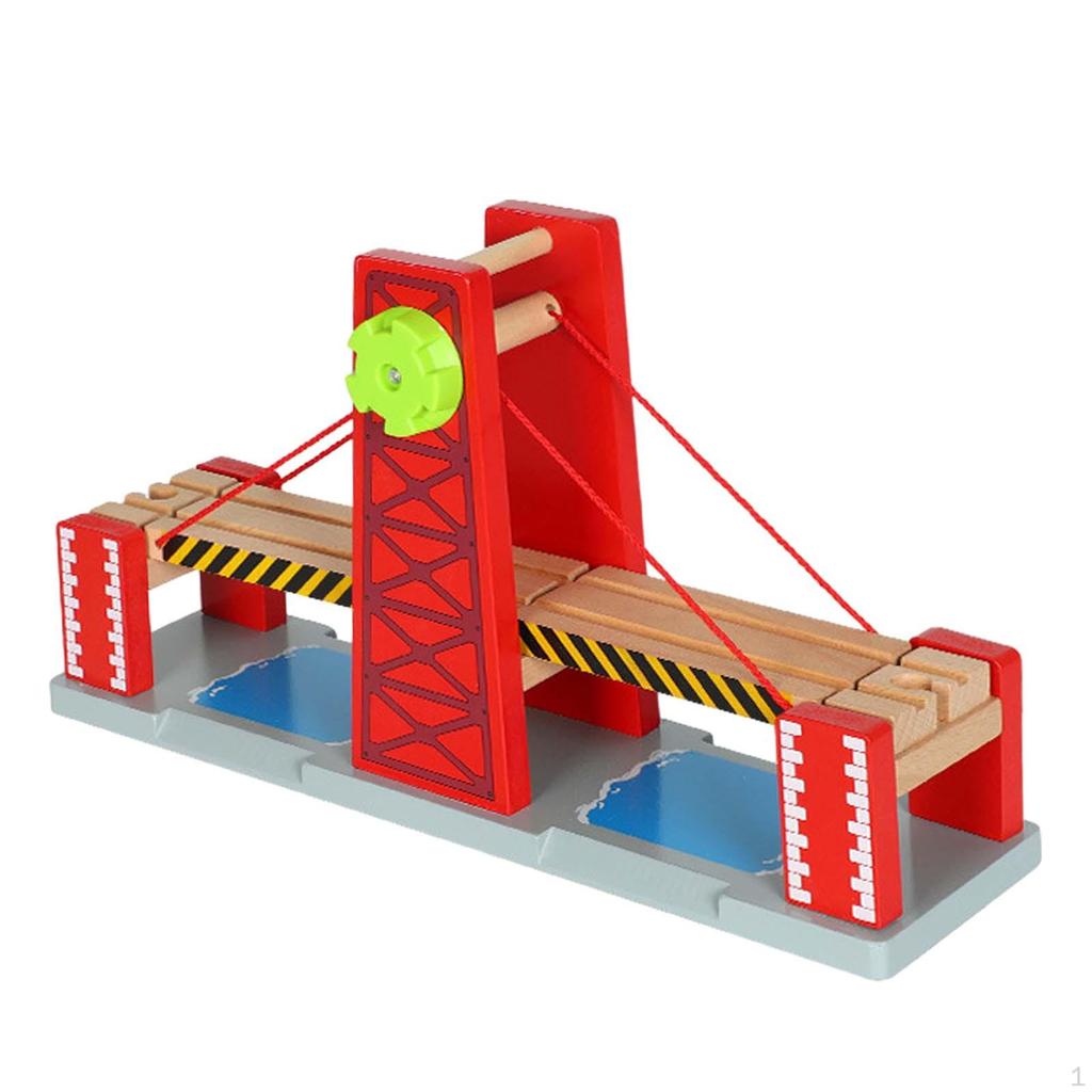 Train Railway Tracks Bridge Wooden Accessories, Wood Toys for Boys Girls Kids