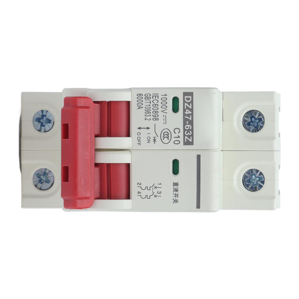 DZ47‑63Z Miniature DC Circuit Breaker 2 Polos 1000V 10AMP Insulator for Solar Photovoltaic System DI