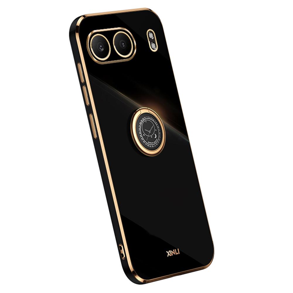 XINLI Чехол для OnePlus Nord 4 с кольцом-подставкой, гальванизированный ТПУ чехол для телефона Black