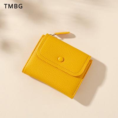 TMBG Primavera Nuevo Monedero Corto Multifuncional Moda Cuero PU Chica Estudiante Bolsillo para Monedas Hebilla Color Sólido Cremallera Porta Tarjetas Monedero de Dama