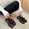 Elegant Patent Leather Mary Janes Shoes 2025Summer Bowknot Square Women's Chunky Heel Shoes Comfortable Ladies Back Strap Sandal
