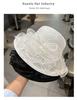 Elegant Pearl Flower White Fisherman Hat Women's Summer Large Brim Sun Protection Fashionable Organza Sunshade Hat