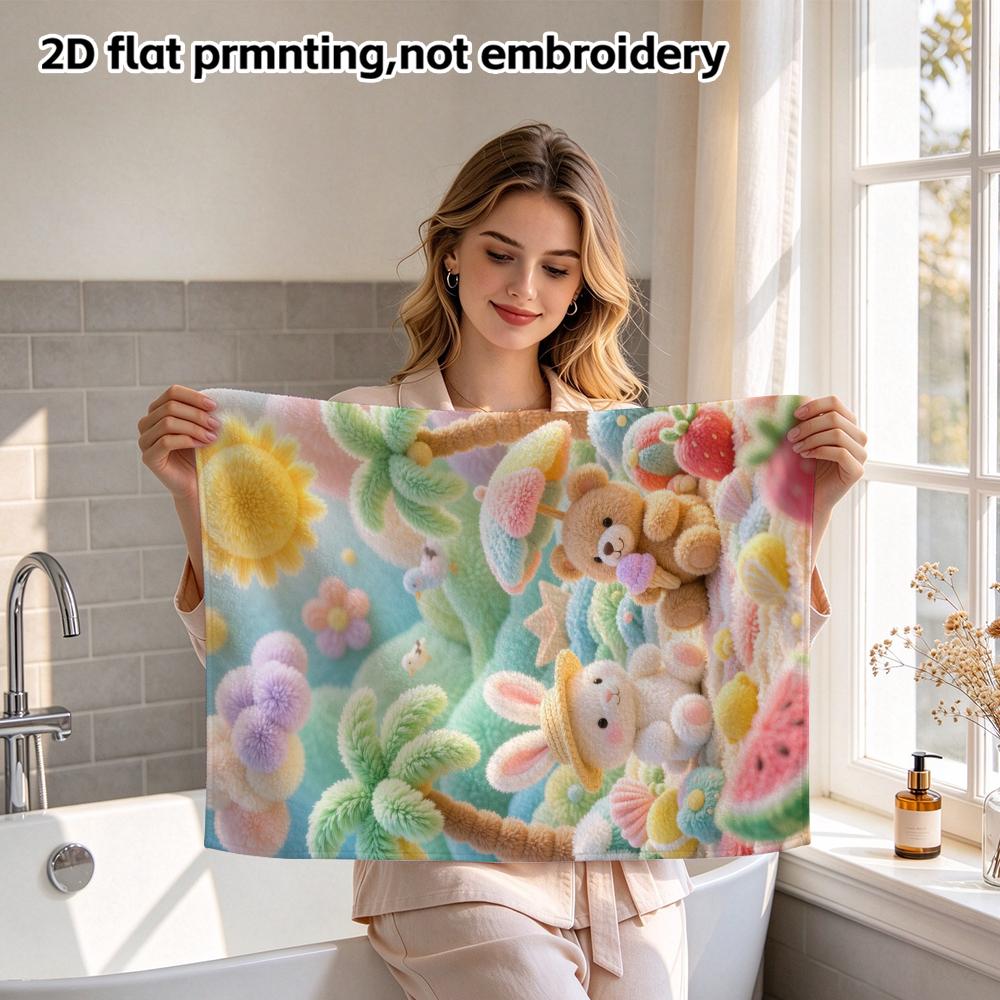 Bunny And Bear Summer Beach Bath Towel, Quick Dry Absorbent Towel for Swimming