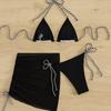 Contrasting color split swimsuit strap-up bikini sexy three-piece swimsuit