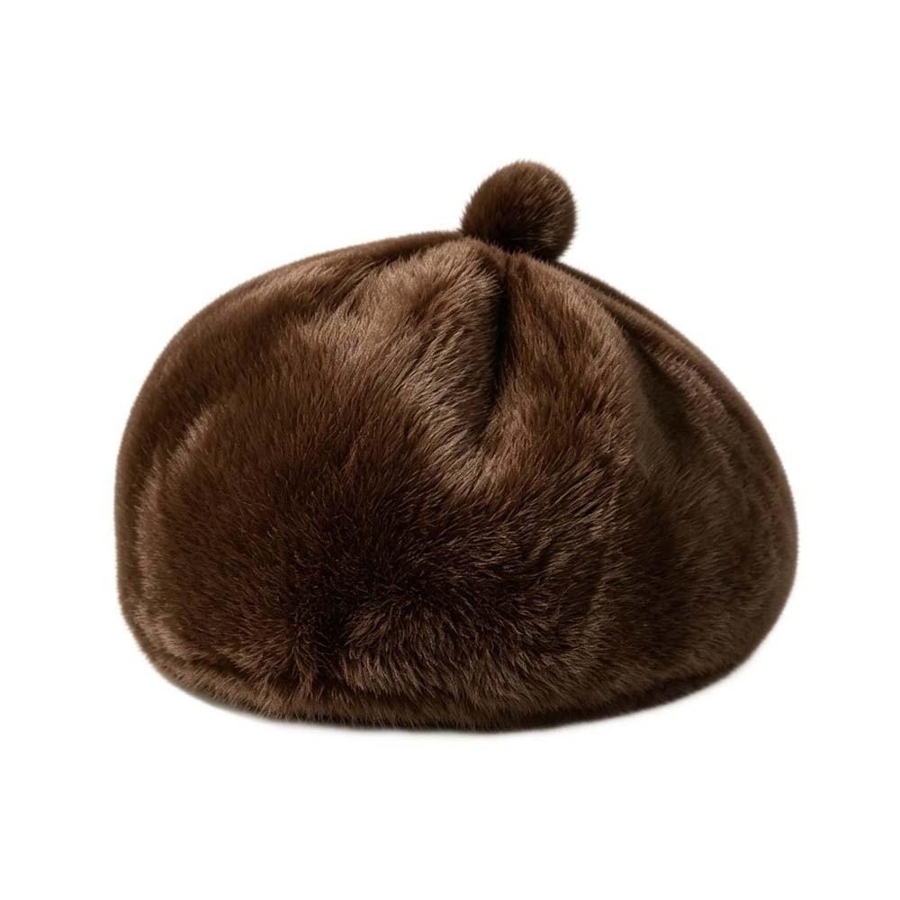 Furry Leopard Print Hat Thickened Pumpkin Painter Cap Plush Octagonal Cap Commuting