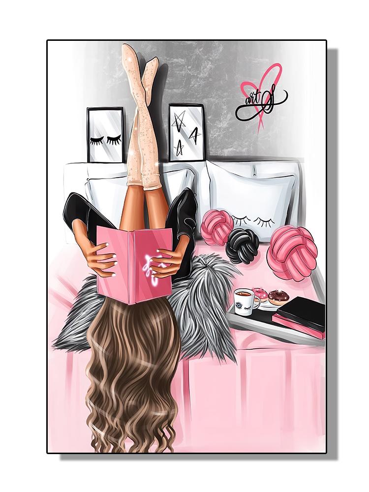 Fashion Girl Canvas Poster Perfume Bottle Print Pictures Flower Wall Art Prints Nordic Wall Posters Girl Bedroom Decoration