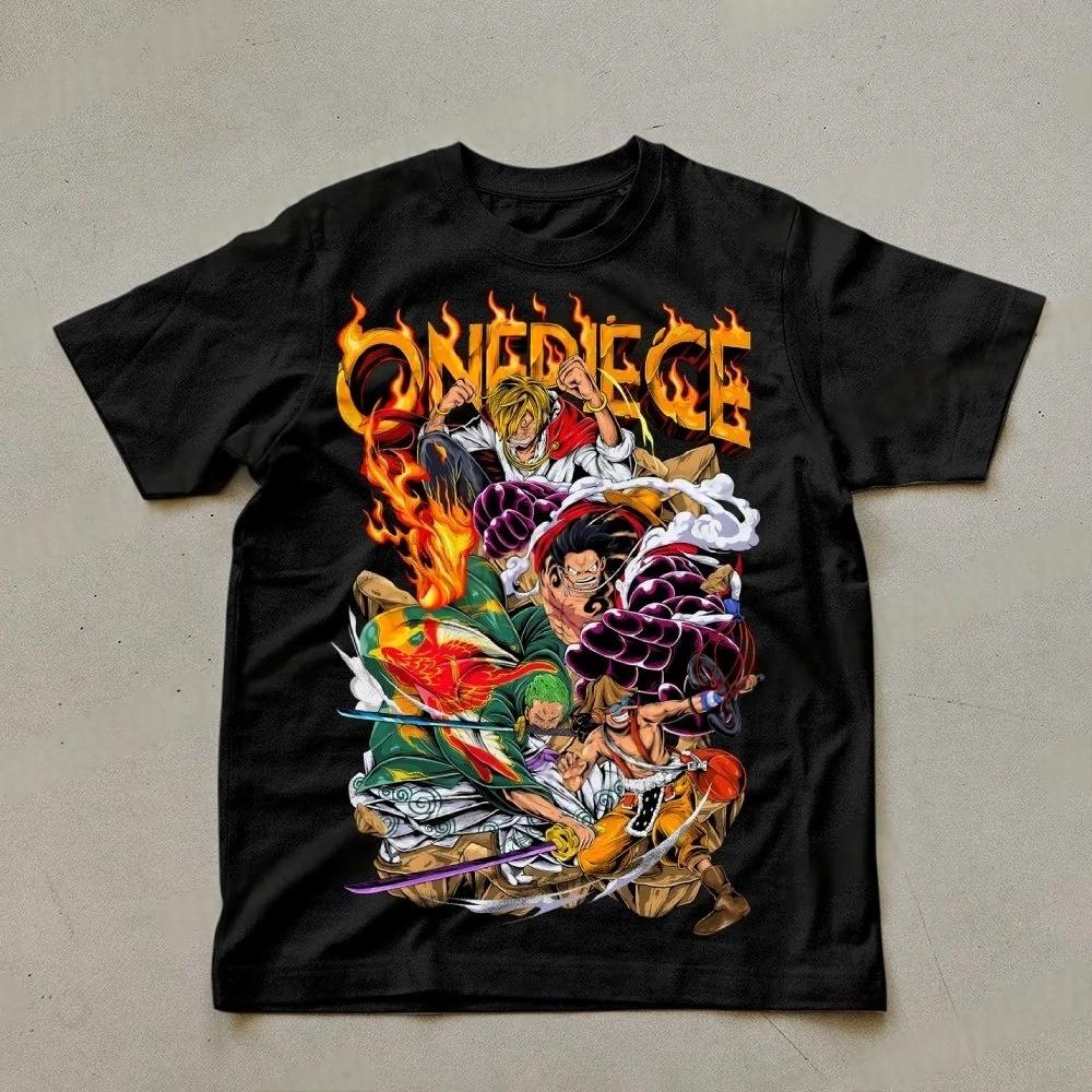 

One Piece Men s T-shirt Monkey D. Luffy Roronoa Zoro Summer Anime Autumn Boys Children Short-sleeved Trendy Parent-child Outfit 4XL
