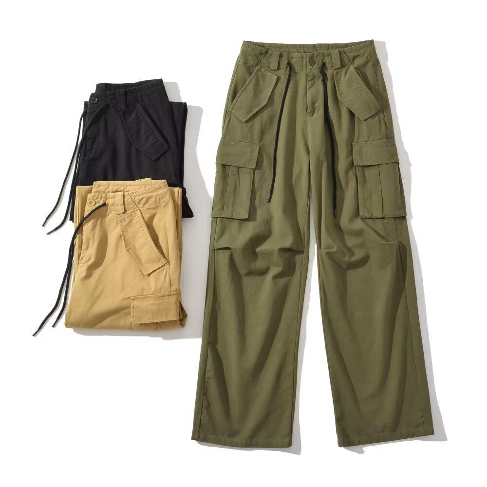 

2025 Spring Women s High-Waisted Casual Multi-Pocket Cargo Pants S