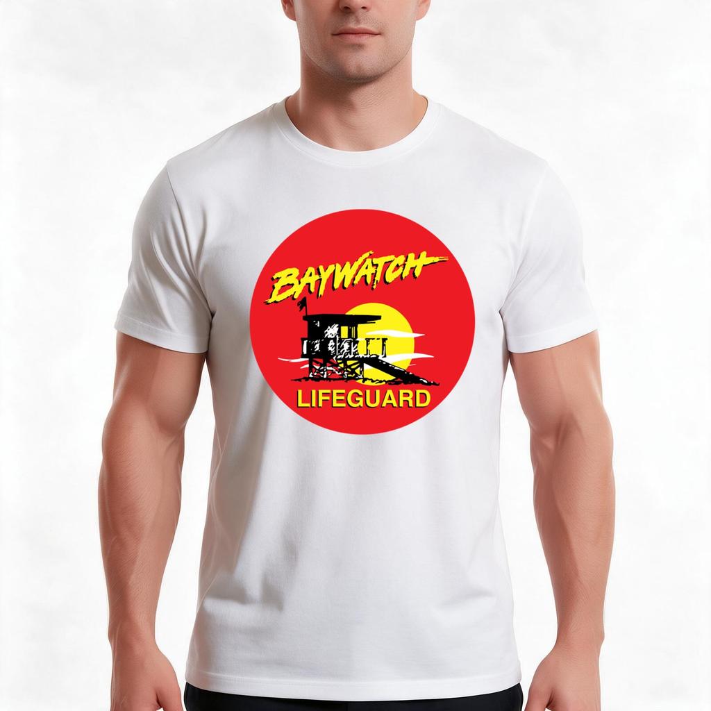 Baywatch Lifeguard T-Shirt Summer Casual Cotton Tee Oversized Streetwear Tops Vintage Graphic Print Loose Fit Short Sleeve