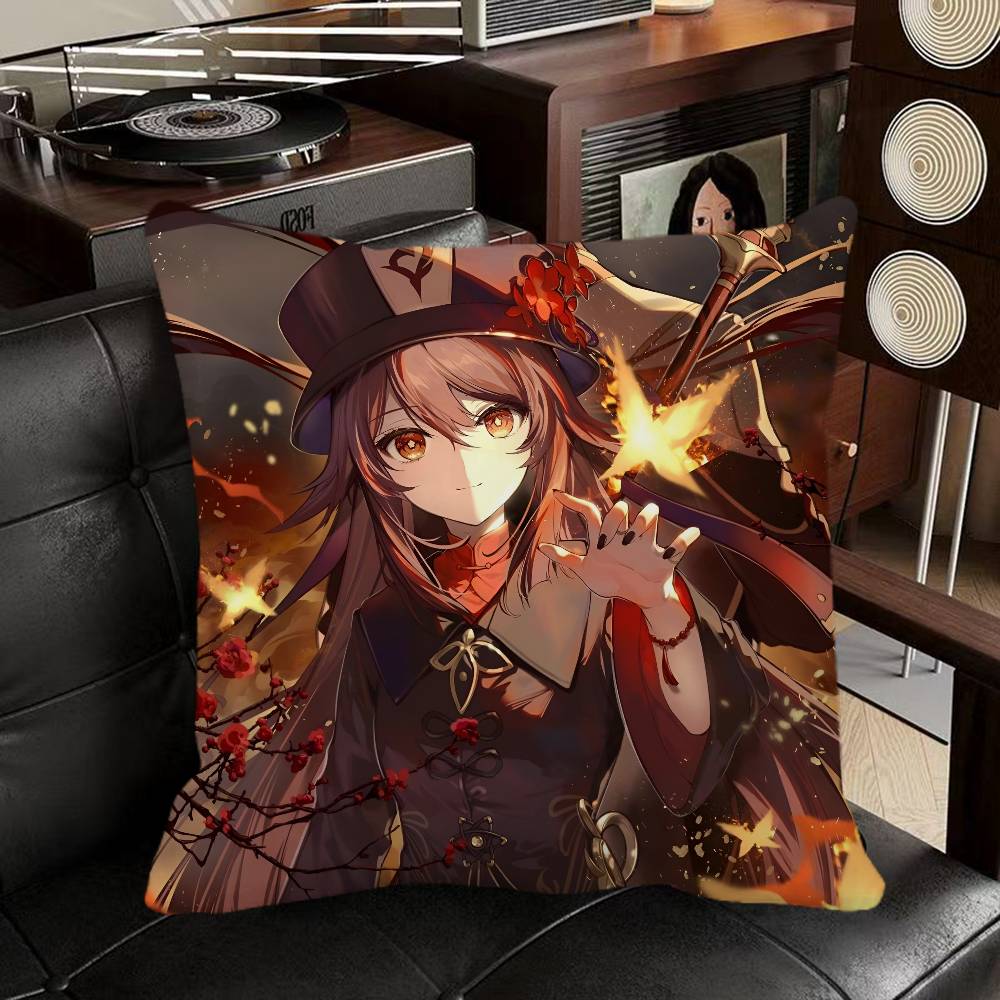 Hu Tao Genshin Impact Game Pillow Case Square Pillow Bedroom Sofa Leisure Comfort Cushion Car Home Decoration