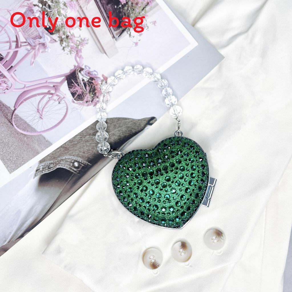 Acrylic Mini Heartshaped Box Bag With Sparkling Crystals And Magnetic Closure For Daily Use