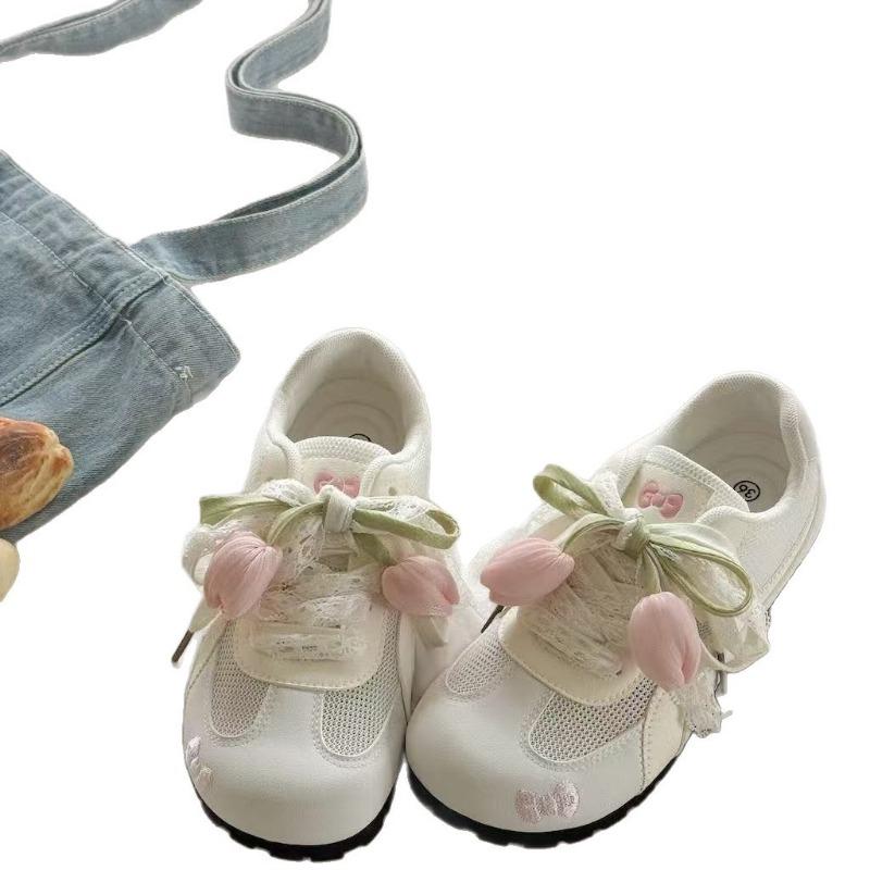 Autumn new tulip season with accessories lace board shoes mesh breathable fashion versatile woman