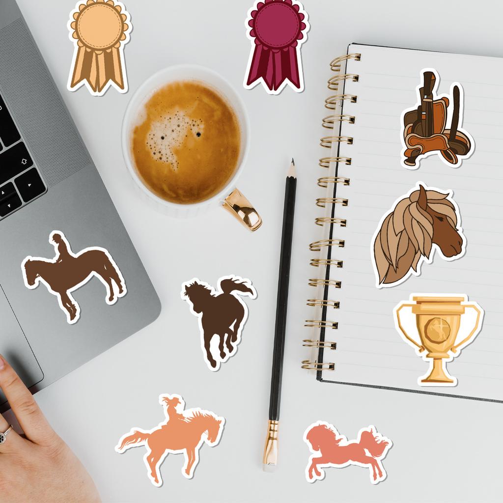 50 Equestrian Graffiti Stickers Water Cup Mobile Box Waterproof Decorative Stickers Creative Equestrian Stickers