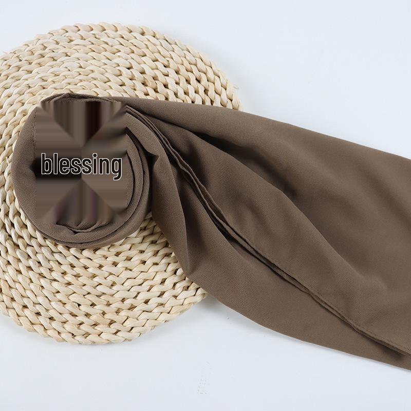 Damen einfarbiger Perlen-Chiffon-Bubbleschal, langer Seiden-Kopfschal, 70x180cm, nahöstlicher Stil