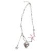 Vintage Goth Bowknot Heart Pendant Choker Clavicle Chain Necklace For Women Girl Punk Collar Aesthetic Y2K Jewelry Gift