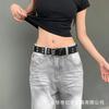 Vintage Punk Womens Wide PU Belt With Geometric Alloy Buckle Jeans Streetwear Outfit