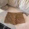 American 2025 Retro Corduroy Double Waistband Low-Waist Cargo Skirt for Women (Autumn/Winter).