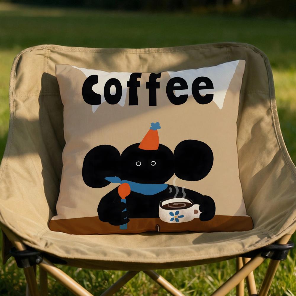 Creative Coffee Illustration Cushion Cover Soft Reversible  Durable Pillow Cover  MultiScene Use for Home  Car Daily Comfort