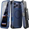 Case for 17 16 15 14 13 12 Pro Max Magnetic Protective Case with Back Clip Full Coverage Tough Shell Plain Shock Proof Kickstand
