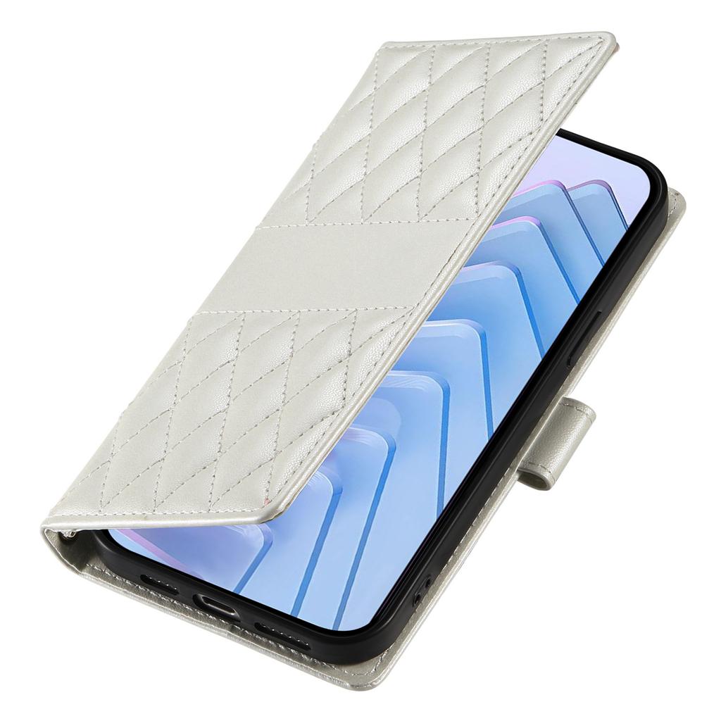 For Xiaomi 17 Pro Wallet Case Rhombus Stitching Stand Leather Phone Cover with Long/Short Strap