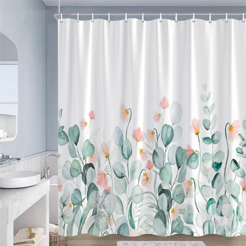 Floral Shower Curtains Butterfly Hummingbird White Daisy Dandelion Rose Flowers Plants Polyester Fabric Bathroom Curtain Decor