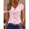 BITCED Women's Fashion Casual Solid Color Print Short Sleeve V-Neck  Blouses & Shirts