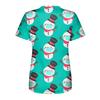 Women's Christmas  Dress Printed Short Sleeve V-Neck Top  Workwear Casual Pocket Top