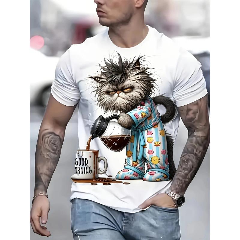 New Men's 3D Cartoon Duck Print T-Shirt Soft Stretch Polyester Fabric Soft Stretch Polyester Fabric For Men Casual Summer Top