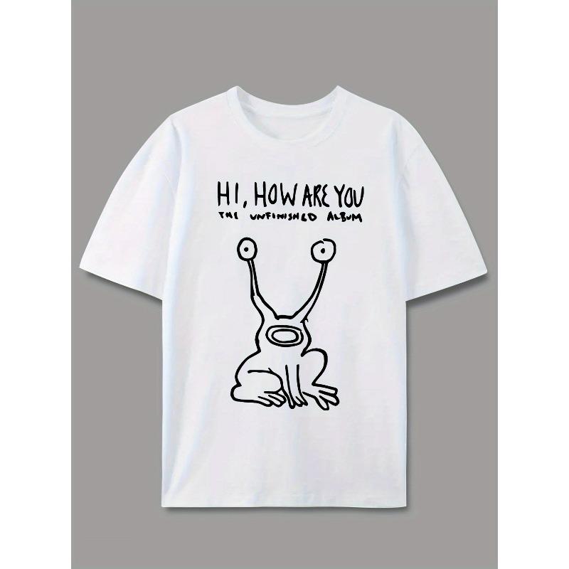 Taglie Europee Uomo & Donna T-Shirt Casual Estiva a Maniche Corte con Rana & "Come va?" Stampa Grafica