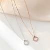S999 Pure Silver Necklace Women's Geometric Square Necklace Ins Simple Sweet Design Niche Temperament Female Clavicle Chain