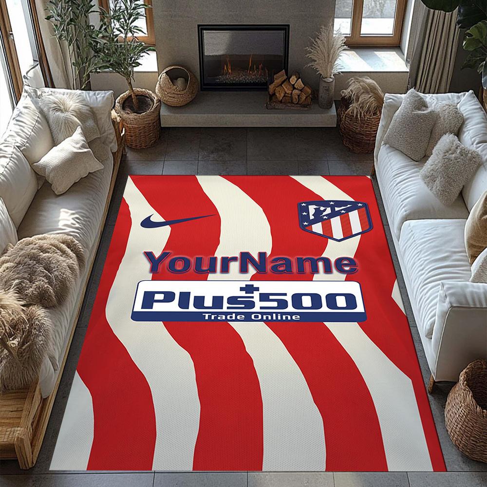 Atletico Madrid Customize Text Carpet Perfect for Outdoor Hallway Game Room Dormitory Anti-slip Rug Decorate Offices