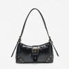 Vintage Distressed Melard Tone Studded Y2K Underarm Shoulder Bag for Women, Fashion Top Handle Handbag, Retro Punk Purse