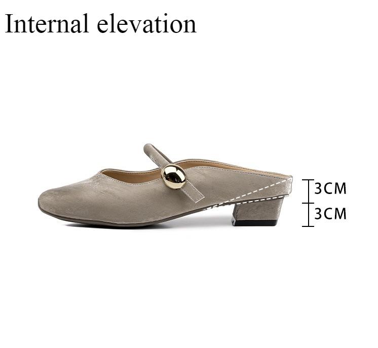 

Fashion Baotou Half Slippers Women s Spring/Autumn New Shallow Mouth Pumps Women Interior Height Increase Large Size Women s Shoes 40-42 35