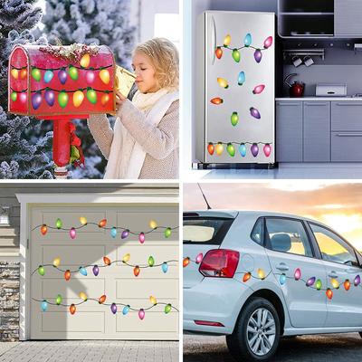 Christmas Car Refrigerator Decorations Reflective Bulb Light Santa Deer Magnet Ornaments Xmas New Year Holiday Home Decor