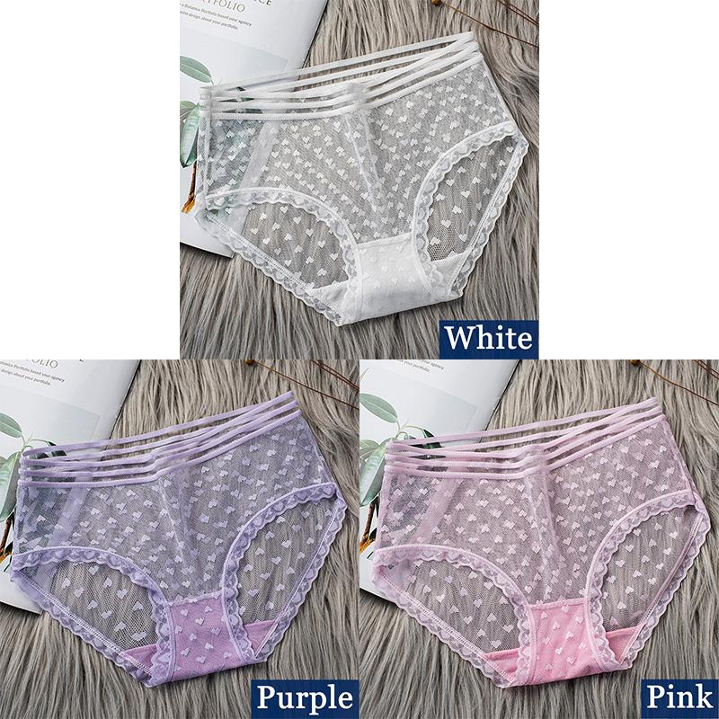 3pcs Sexy Lace Transparent Panties for Women Underwear Fashion Panty Lingerie Breathable Hollow Out Briefs Female Underwear