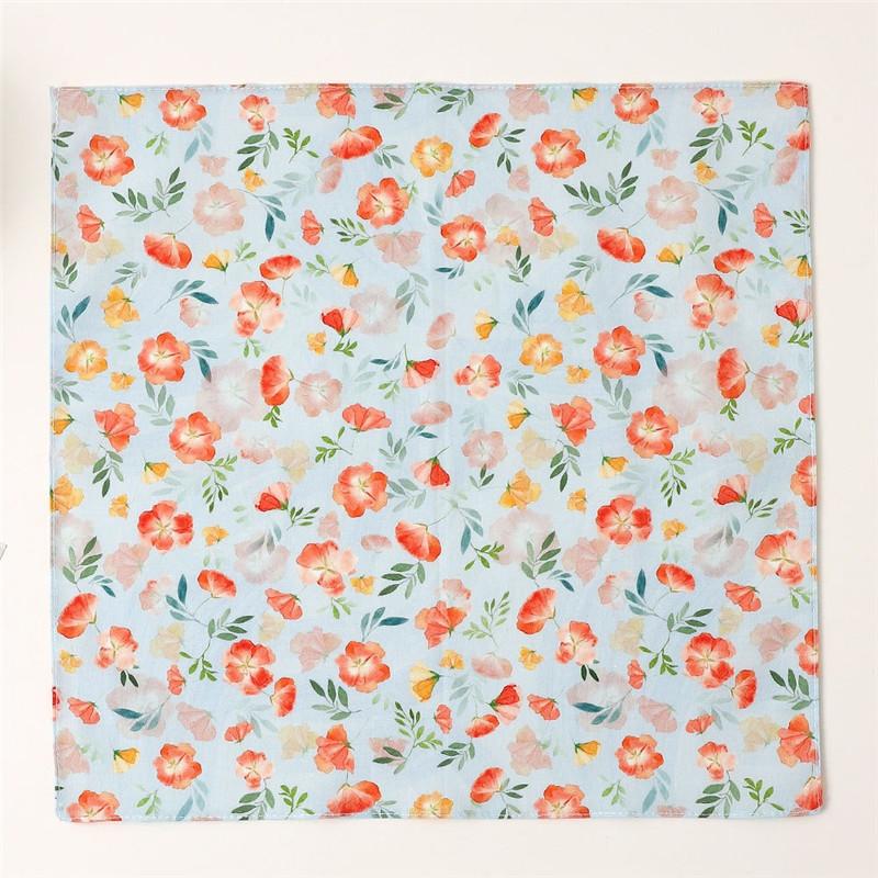 1Pc 34x34cm Thin Cotton Retro Flower Printed Women Pocket Handkerchief Scarf Absorbent Wipe Sweat Towel