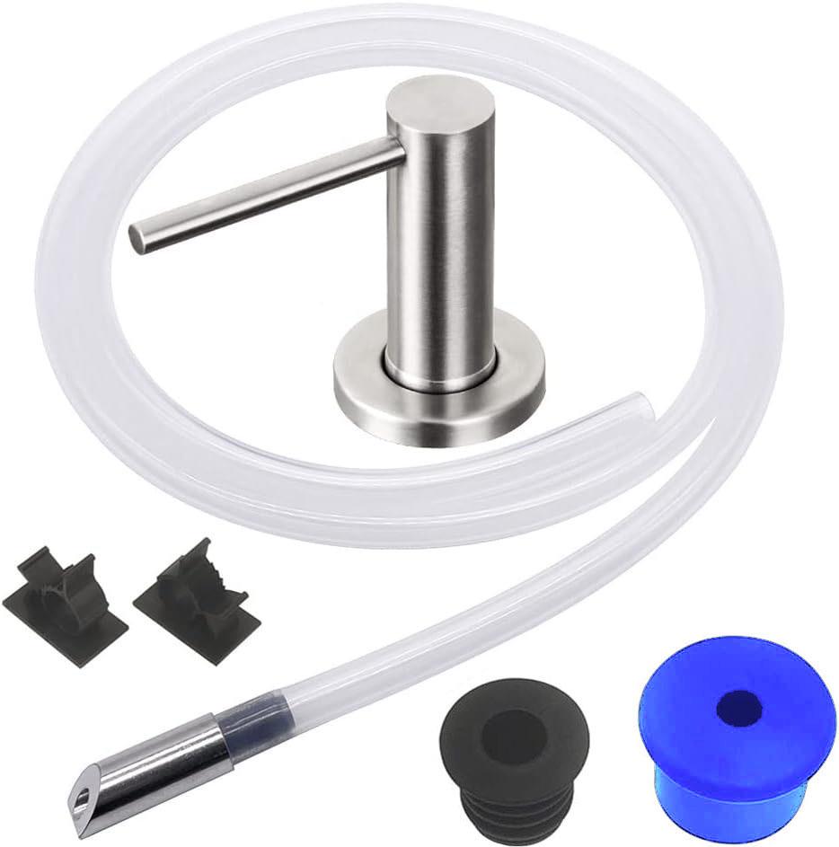 American-Style 304 Stainless Steel Kitchen Sink Soap Dispenser with 1.2m Silicone Hose, 500ml.