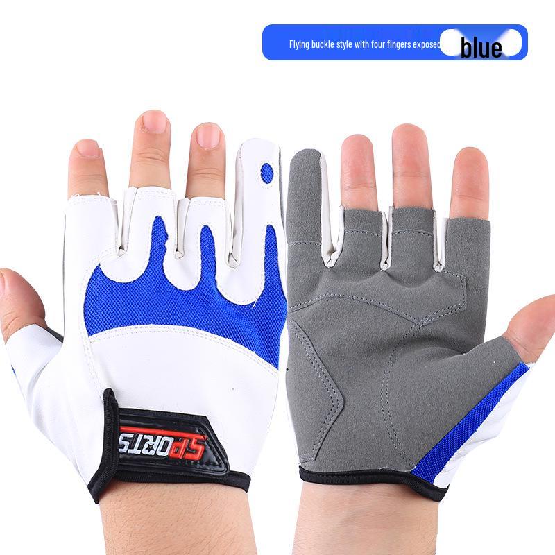 Men's Summer Sun Protection Anti-Slip Fingerless Fishing Gloves: Thin, Anti-Prick, Anti-Stab, Mosquito-Proof, Ice Silk Lure Design.