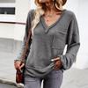 Women Autumn Winter Long Sleeve V Neck Solid Color Knit Top Sweater