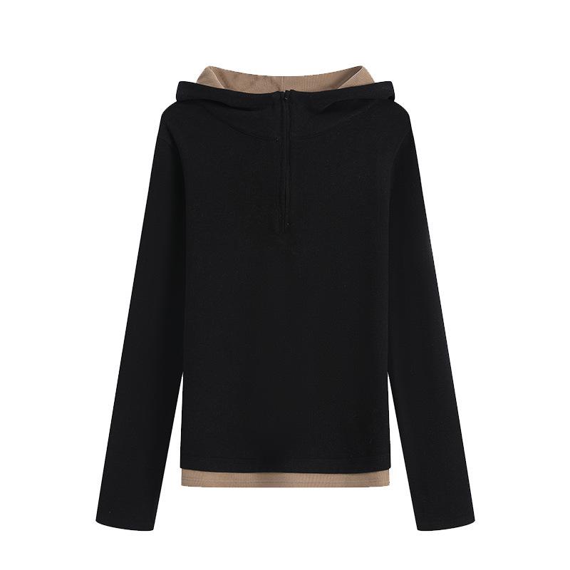 Women's Fleece-Lined Half-Zip Hoodie Sweater for Autumn and Winter