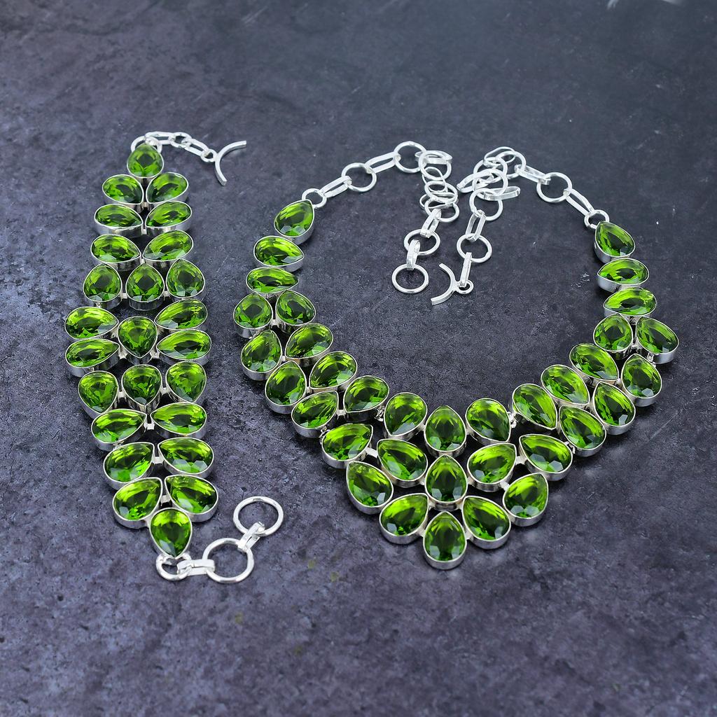 Peridot Gemstone Handmade 925 Sterling Silver Jewelry Set m9m25