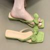 Fashion Women Flats Slippers Summer Bow Shoes Woman Fashion Slingback Sandals Designer Suede Square Toe Shoes 2025 New Dress Zapatillas