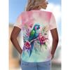 Large size women's 2026 new 3D printed V-neck short sleeved T-shirt, comfortable, loose and versatile casual top