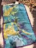 BYSIFA|New Blue Yellow Silk Scarf Printed Winter Elegant Tree Design Long Scarves Shawls Fashion Brand Head Neck Scarves Capes